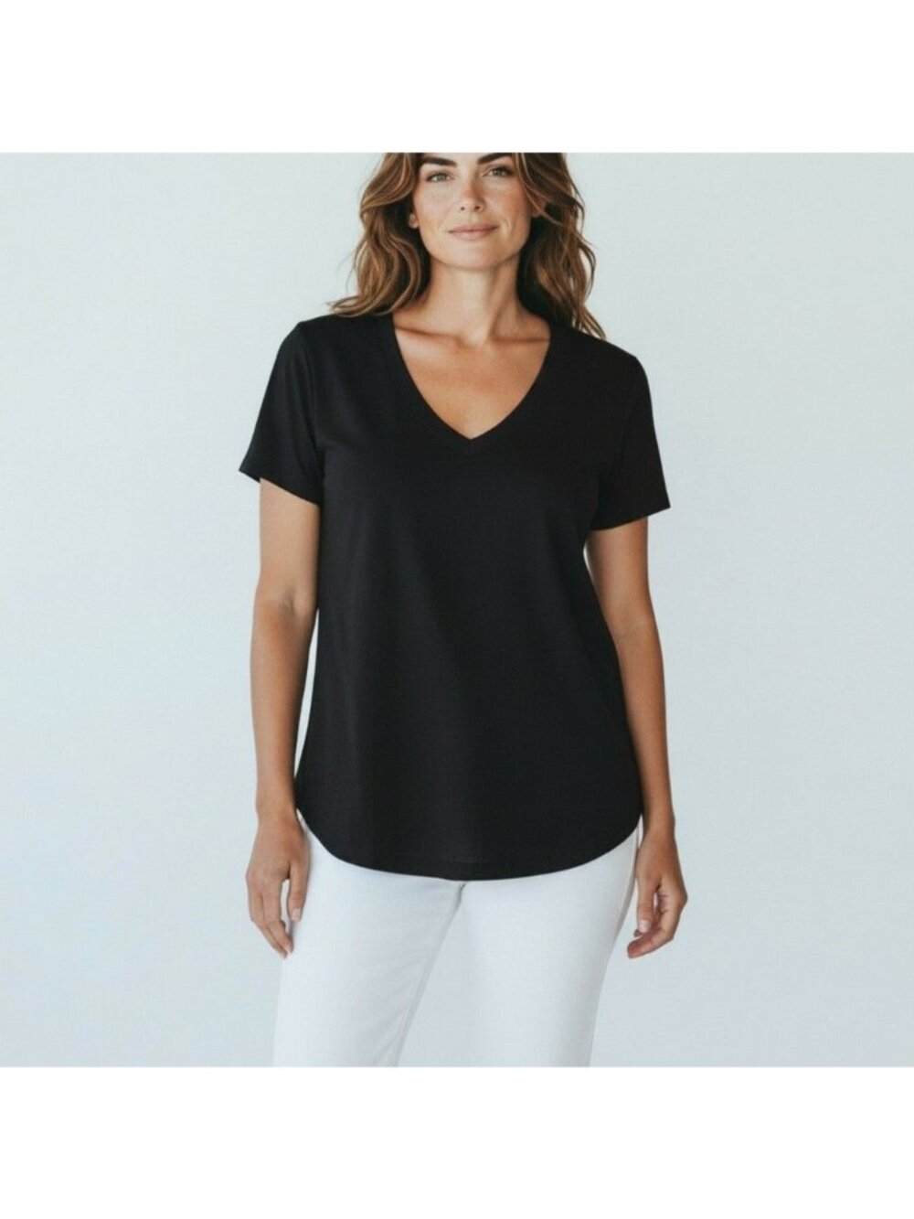 No Name is Needed Short-Sleeve T-Shirt With V-Neckline Small Black new with Tag